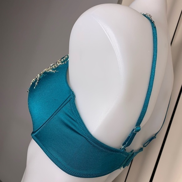 Marciano Crystal encrusted turquoise runway bra 32D glamour glitz show - Picture 7 of 8